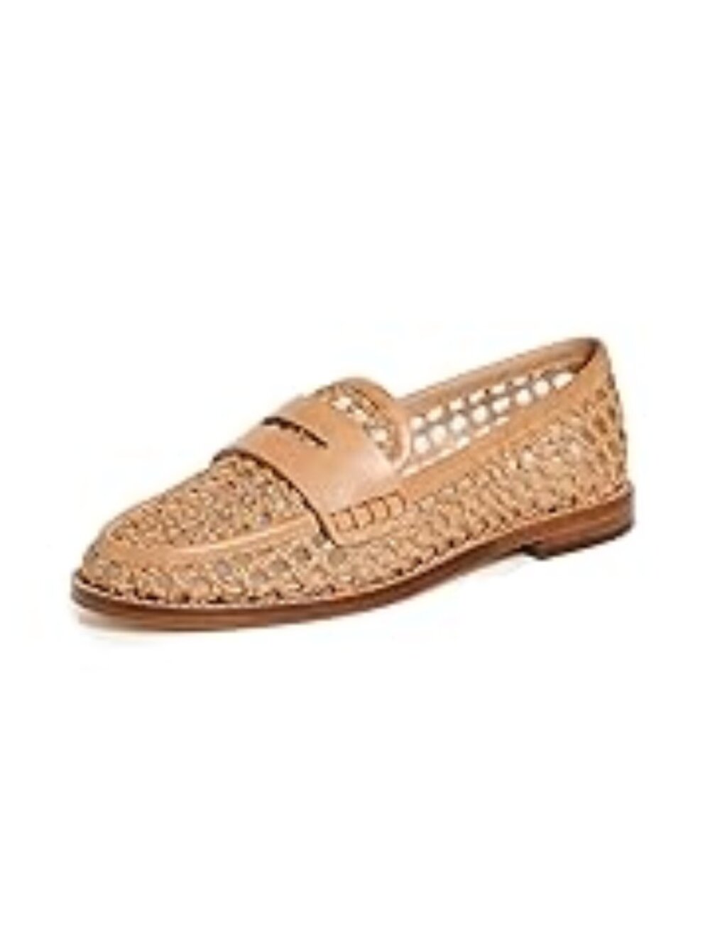 Loeffler Randall Natural Tan Rachel Crochet Raffia Loafers Size 11